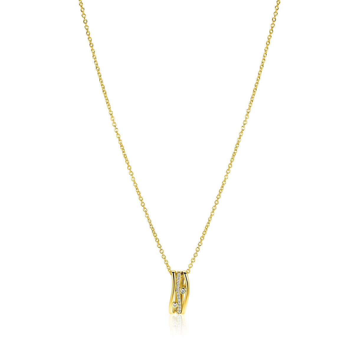 Collana in oro con pendente a forma di spirale, lunghezza 45-48 cm.