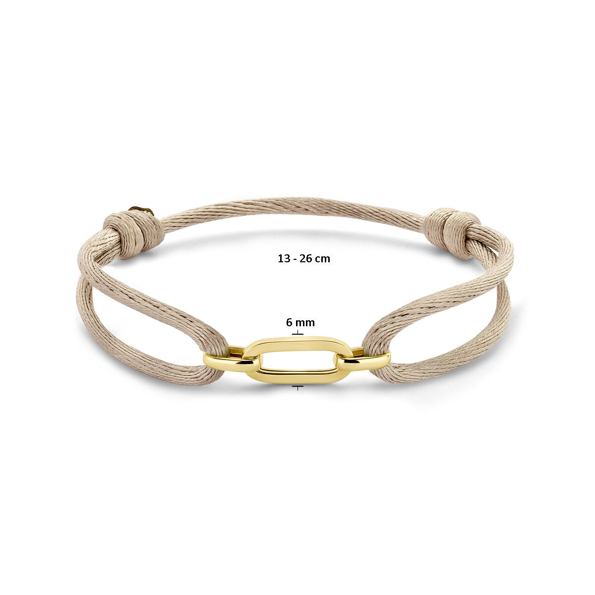 Bracciale da donna in oro 14k con raso e pelle