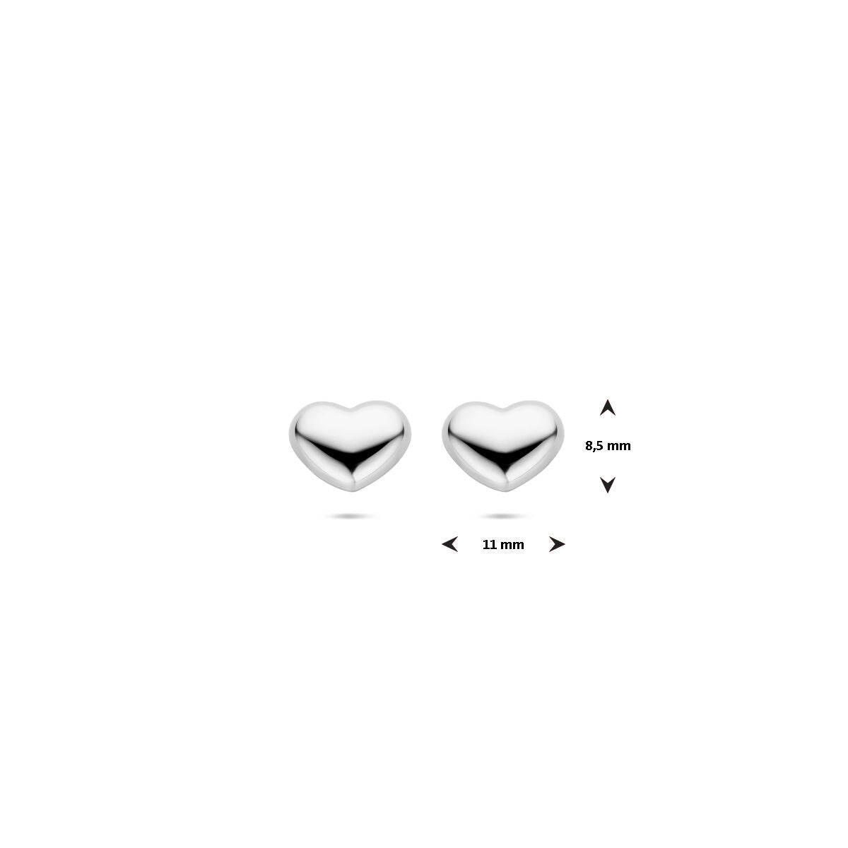 orecchini a bottone cuoricino 8,5 mm argento rodiato