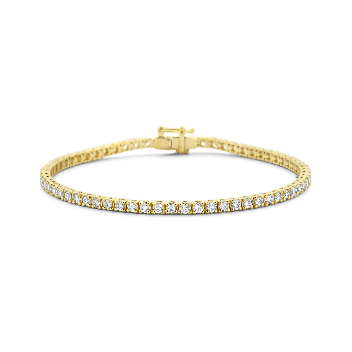 Bracciale in oro giallo 14K con diamanti lab-grown da 3,00 ct, larghezza 2,7 mm.