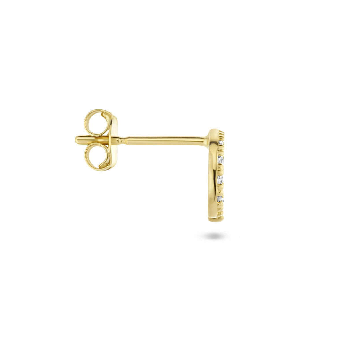 Orecchino a bottone lettera zirconia (singolo) argento rodiato