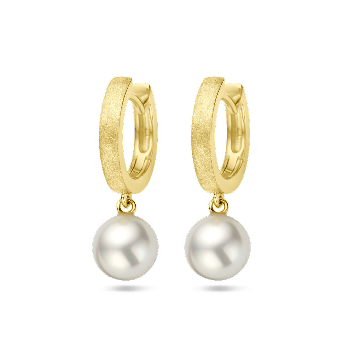 orecchini a cerniera perla graffiata 14K oro giallo