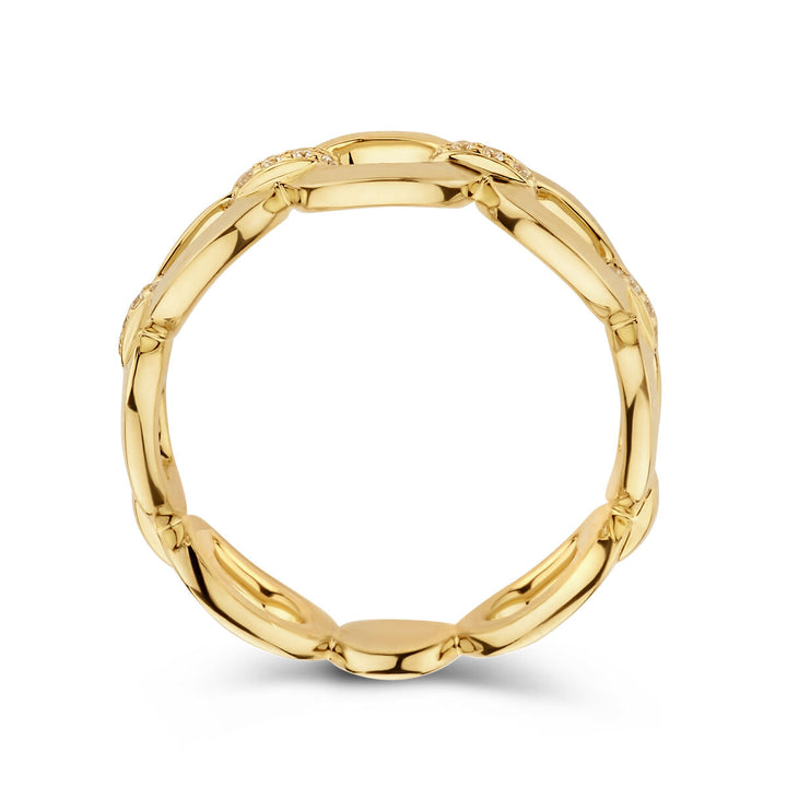 ring schakel diamant 0.08ct h si 14K geelgoud