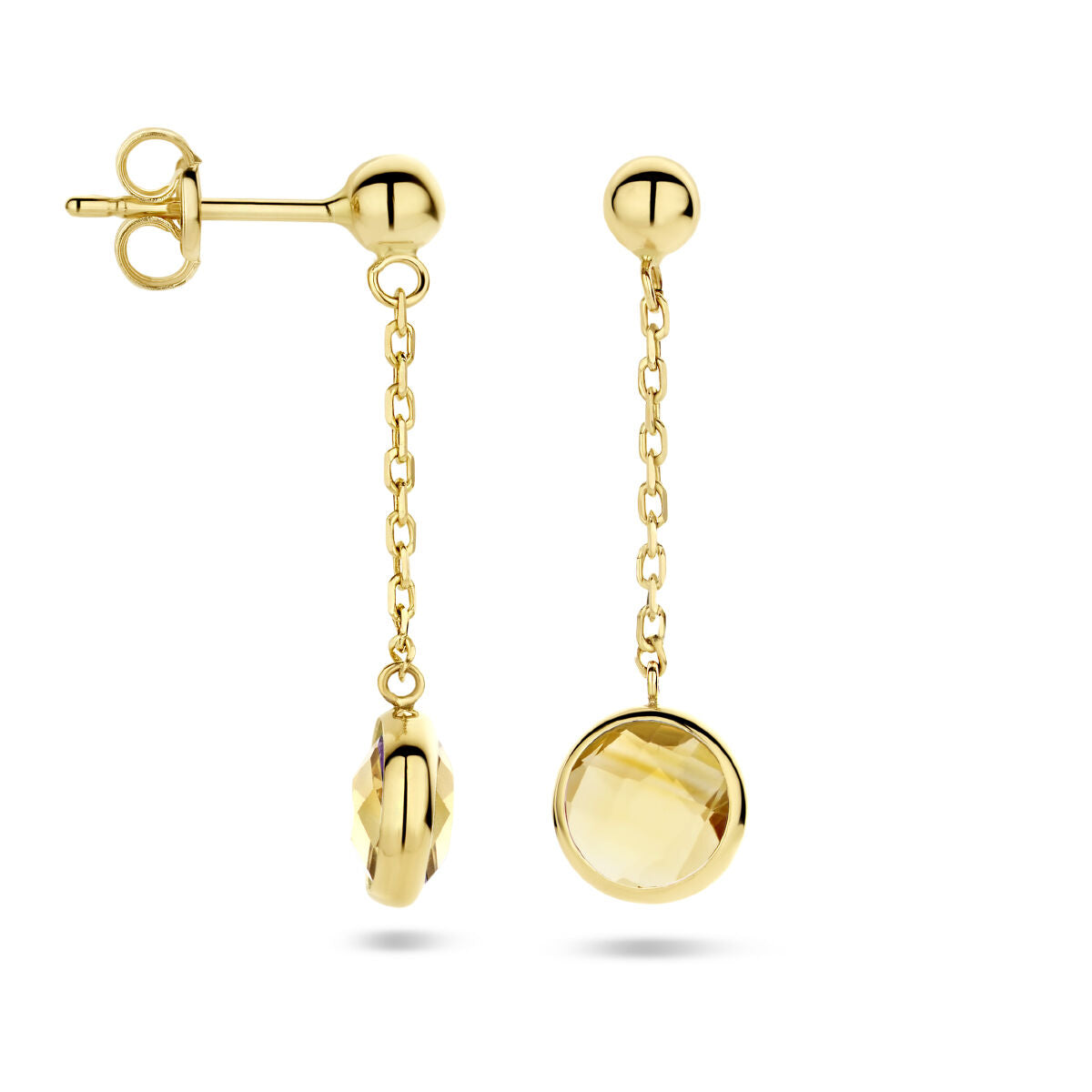 orecchini pendenti citrino oro giallo 14K