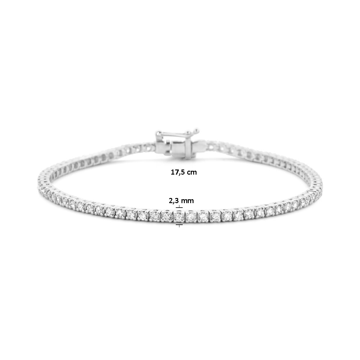 bracciale tennis diamante lab grown 2.00ct g si 2,3 mm 17,5 cm 14K oro bianco