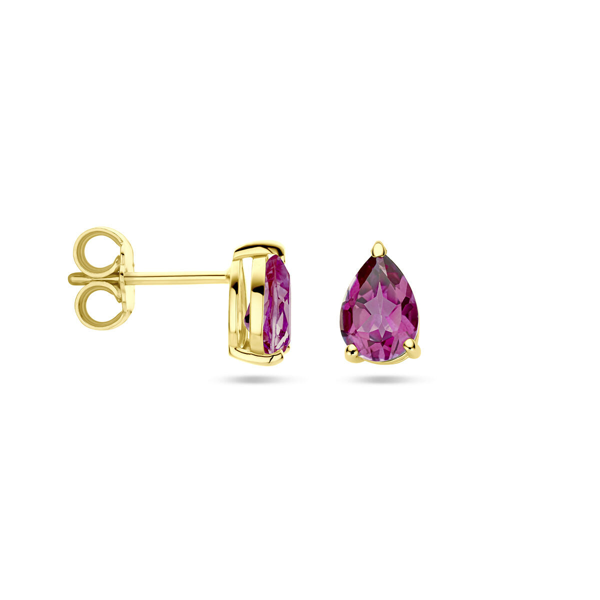 orecchini a bottone topazio rosa oro giallo 14K