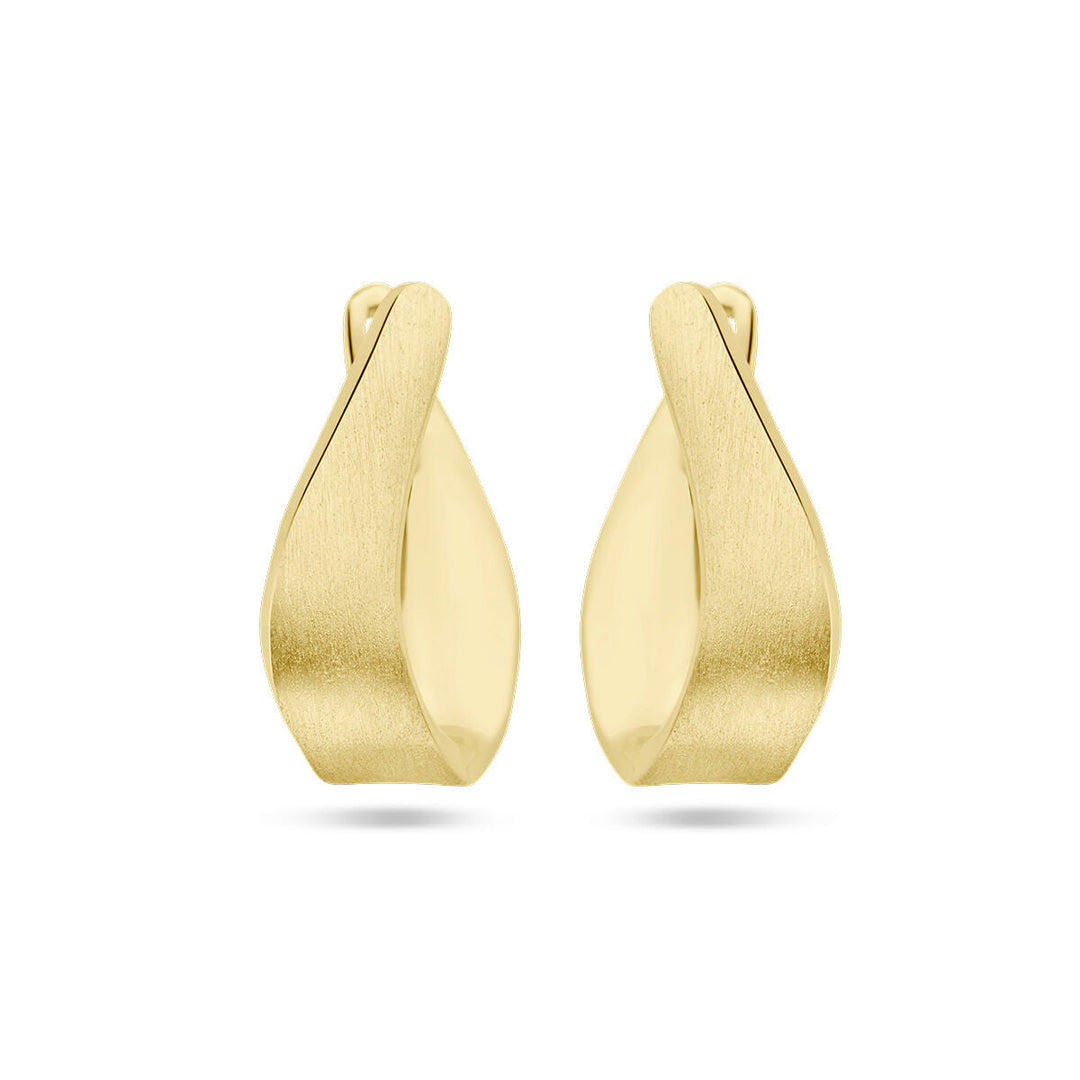 klapoorringen poli/mat 14K geelgoud