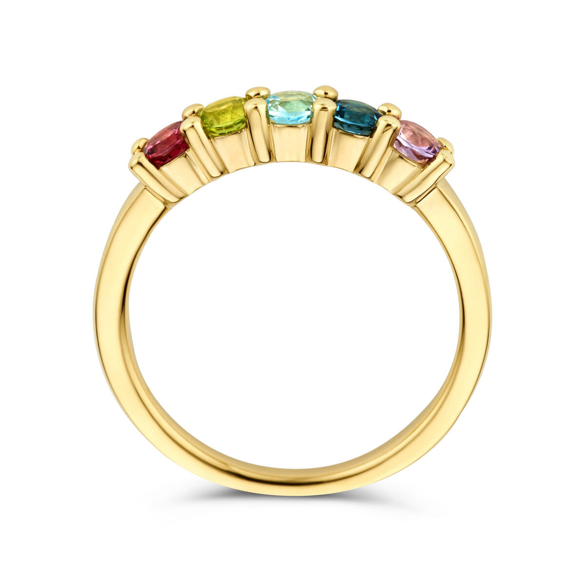 anello pietre colorate naturali 14K oro giallo