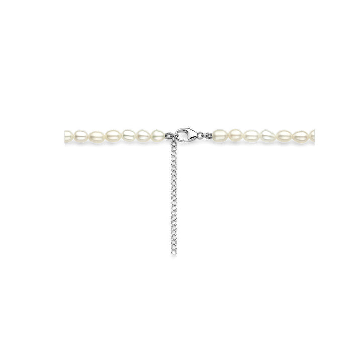 Zilveren ketting dames parels gerhodineerd