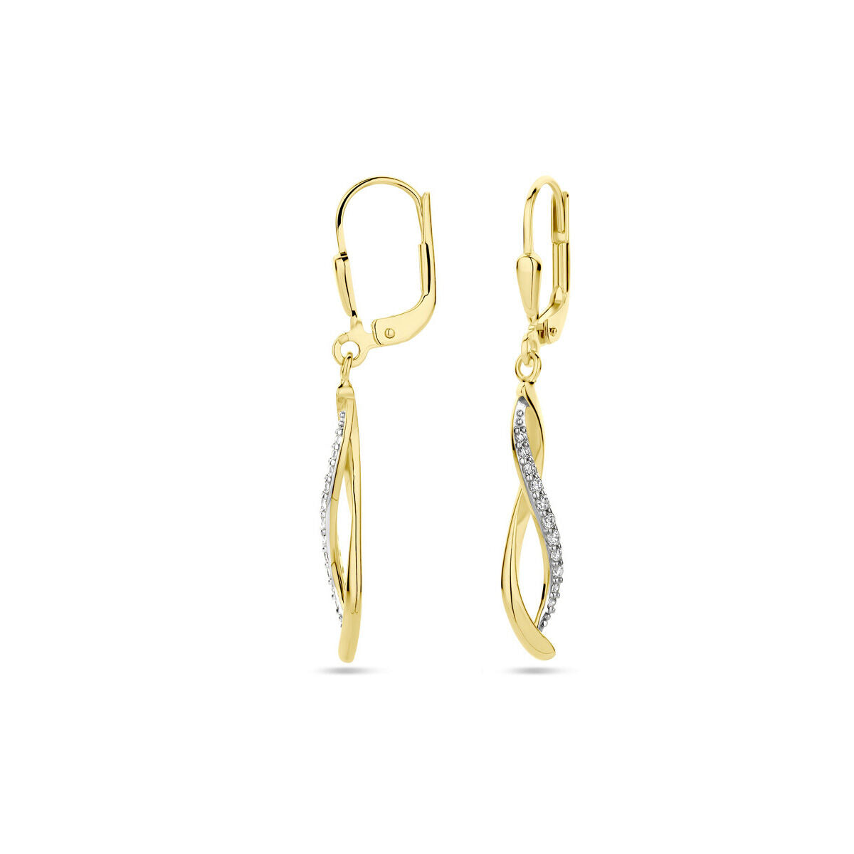 orecchini pendenti con zircone in oro giallo 14K
