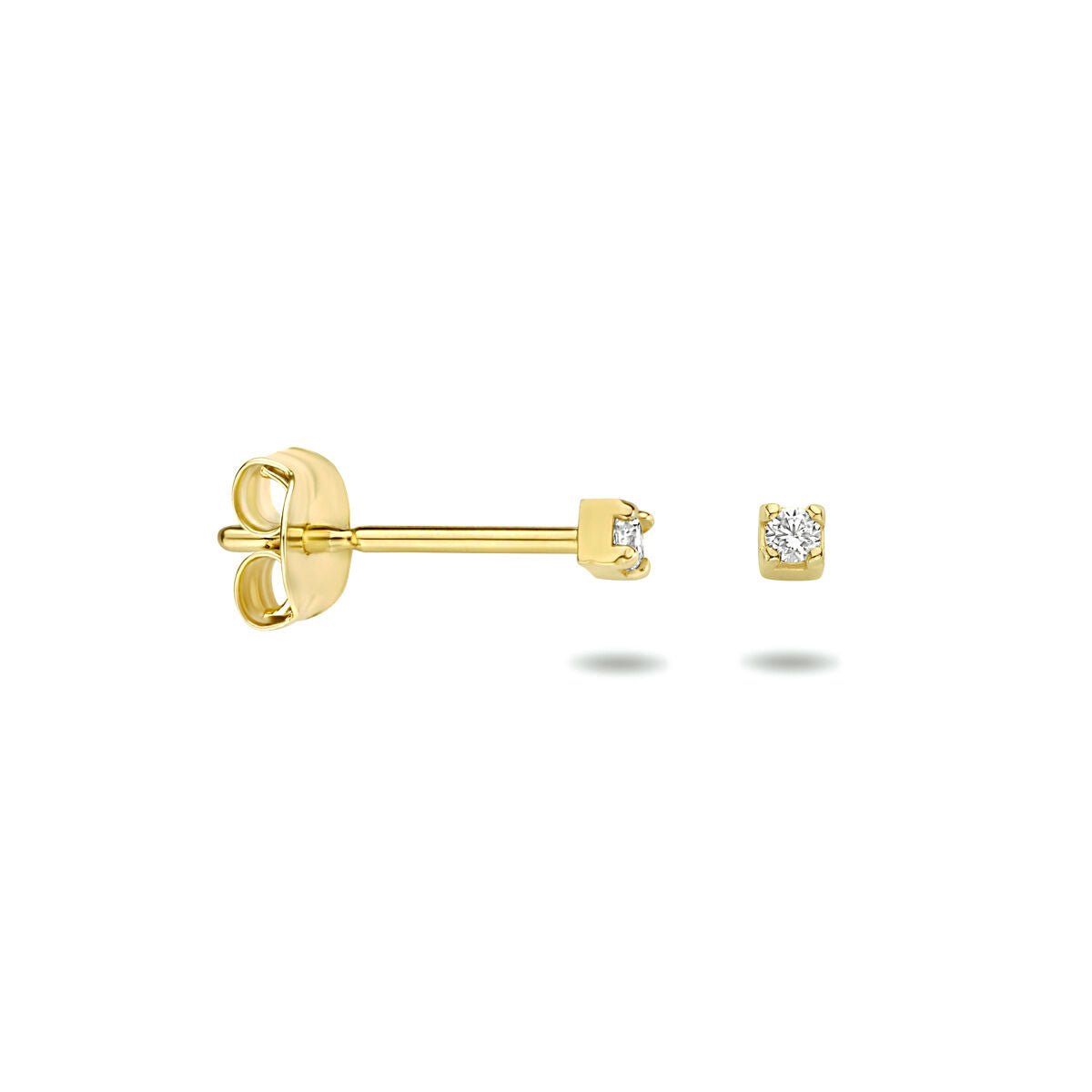 orecchini a bottone zircone oro giallo 14K