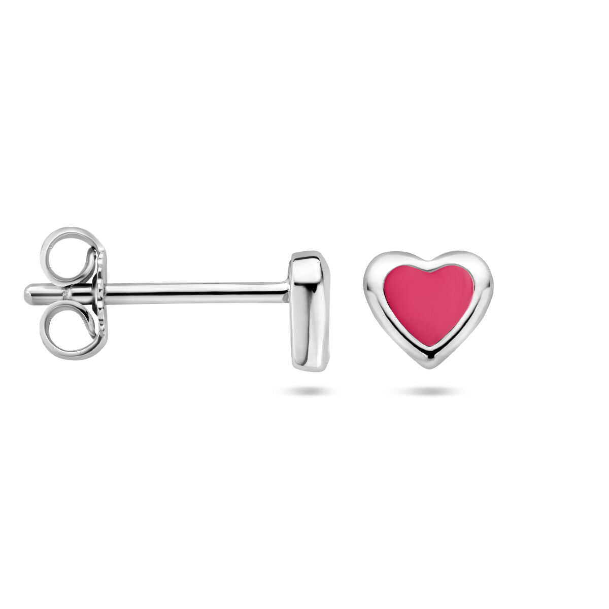 orecchini a bottone cuore argento rodiato