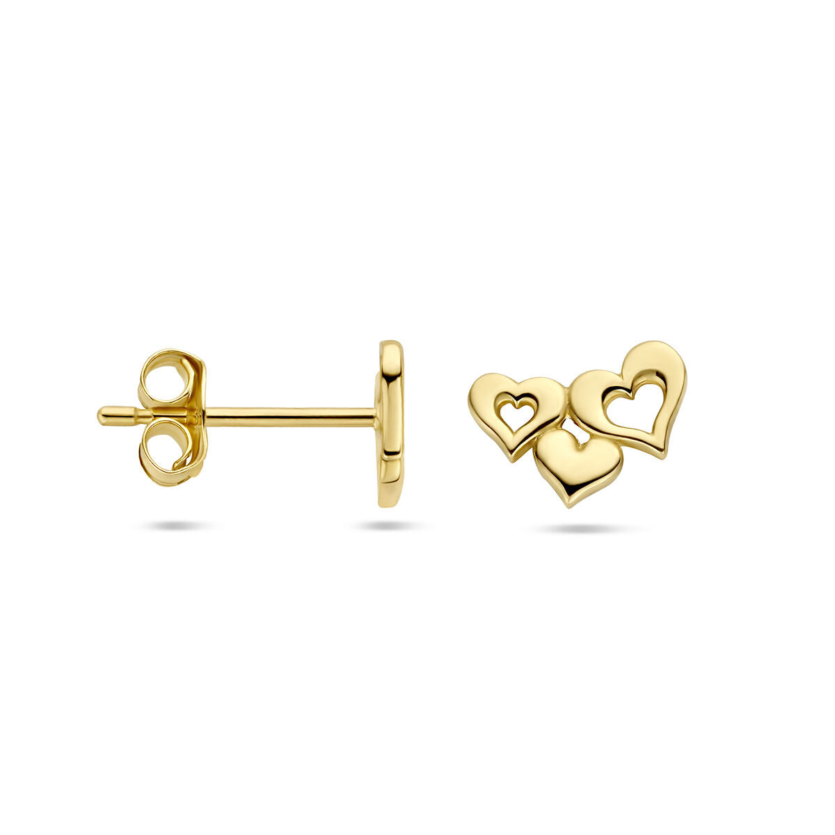 orecchini a bottone cuoricini oro giallo 14K