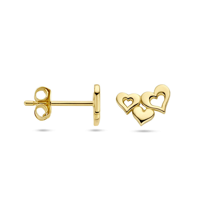 oorknoppen hartjes 14K geelgoud