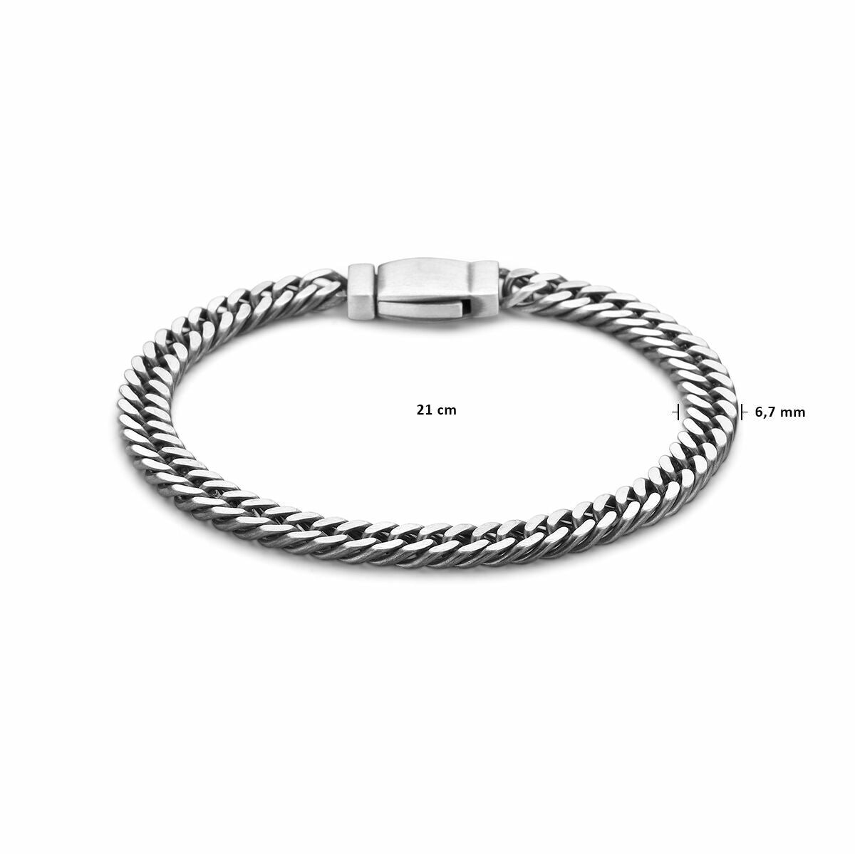 Bracciale in argento da uomo gourmette 6,7 mm ossidato