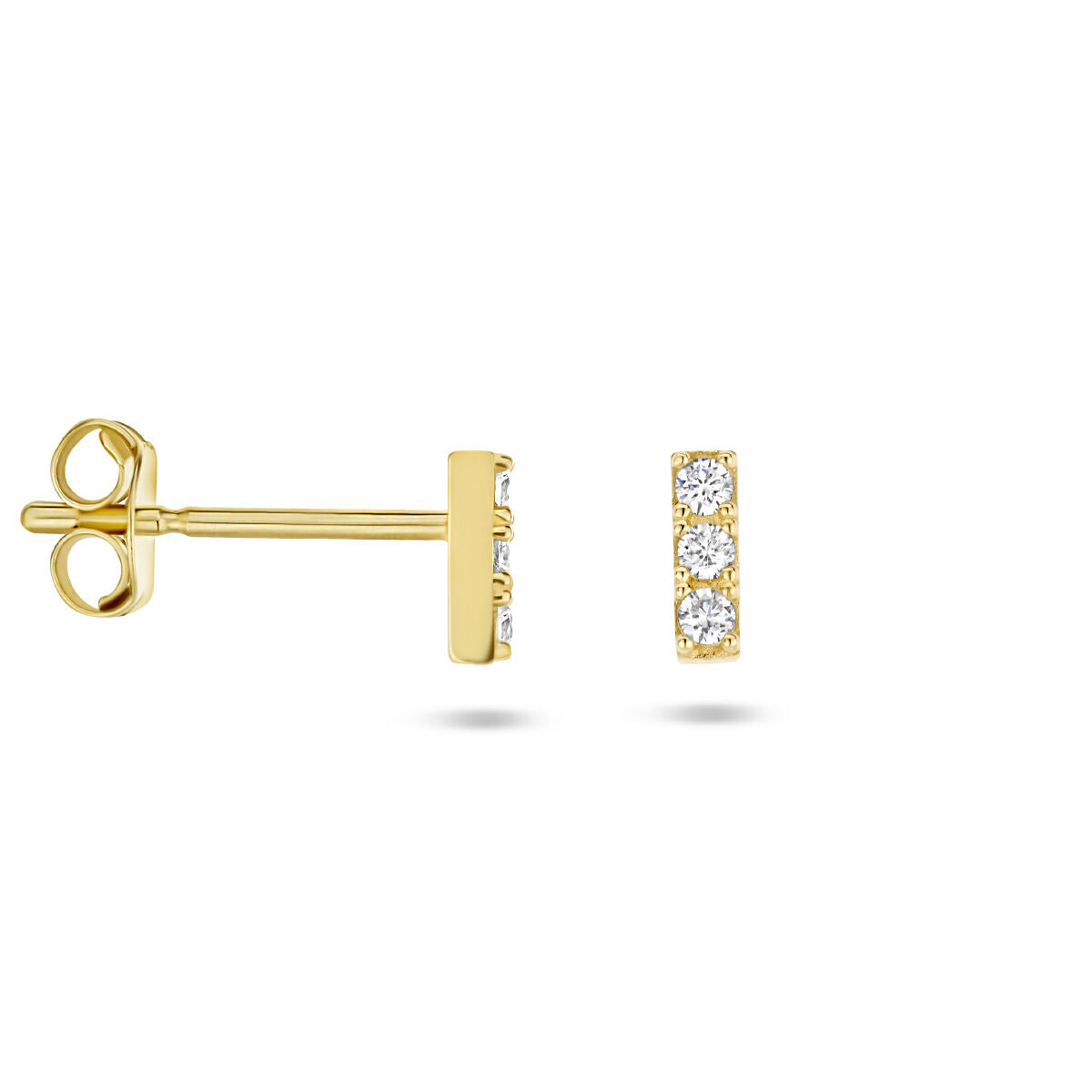 orecchini a bottone zirconia oro giallo 14K