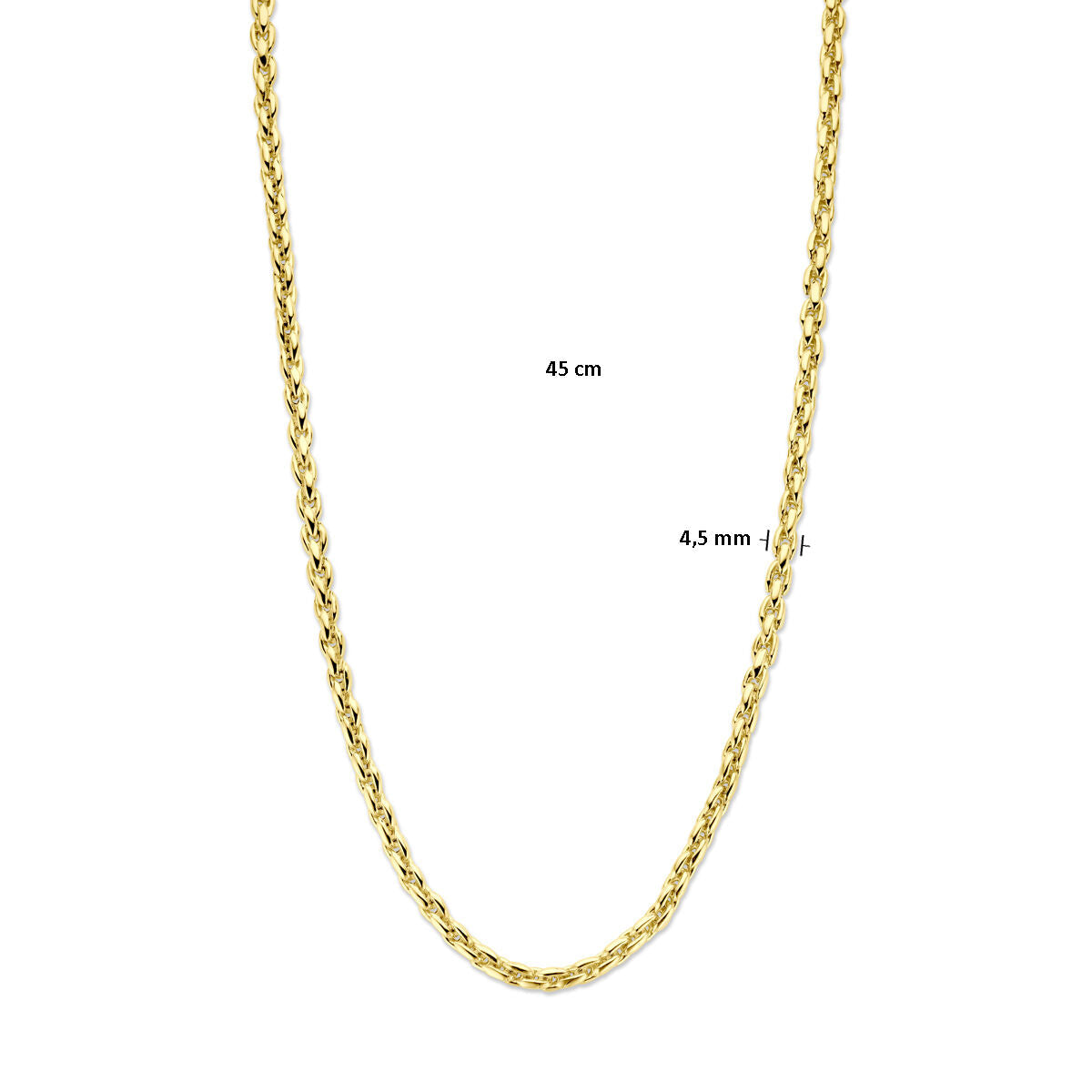 collana fantasia a maglia 4,5 mm 45 cm oro giallo 14K