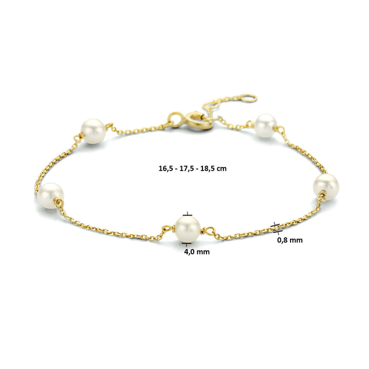 Gouden armband dames parel 14K