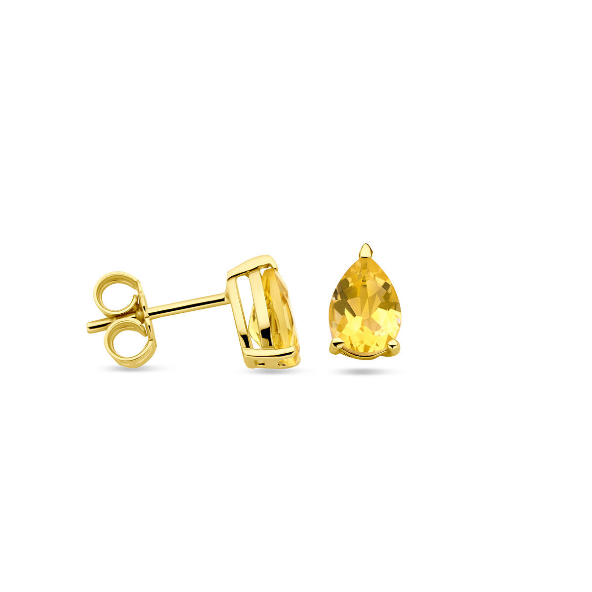 orecchini a bottone citrino 14K oro giallo
