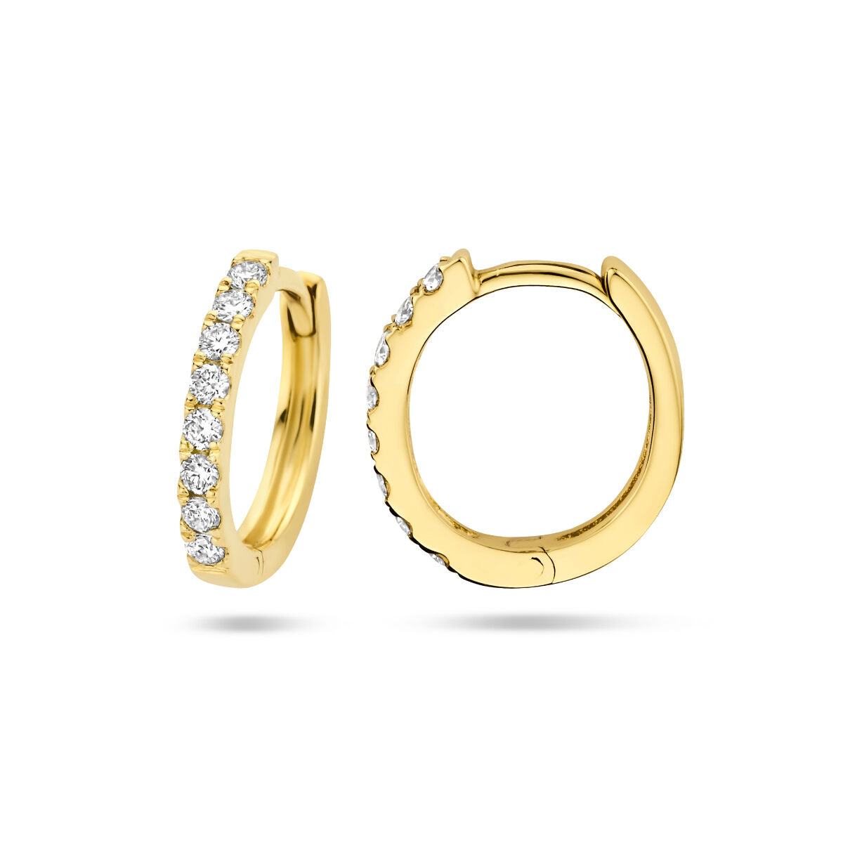 Orecchini a cerchio con diamante 0.15ct (2x0.075ct) g si 14K oro giallo