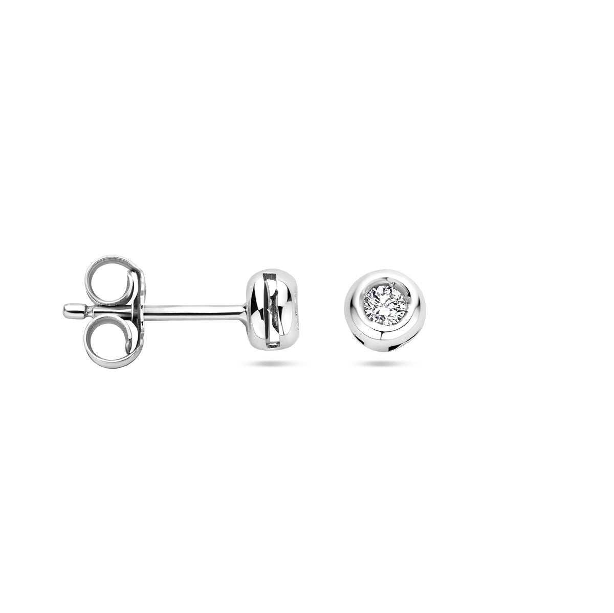 orecchini a bottone con diamante 0.10 ct (2x 0.05ct) h si in oro bianco 14K