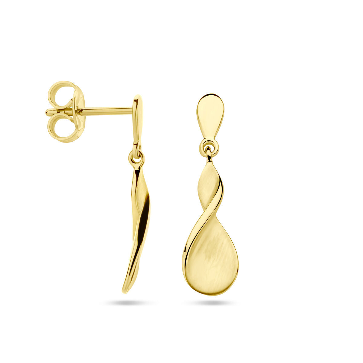 orecchini pendenti lucidi/opachi in oro giallo 14K