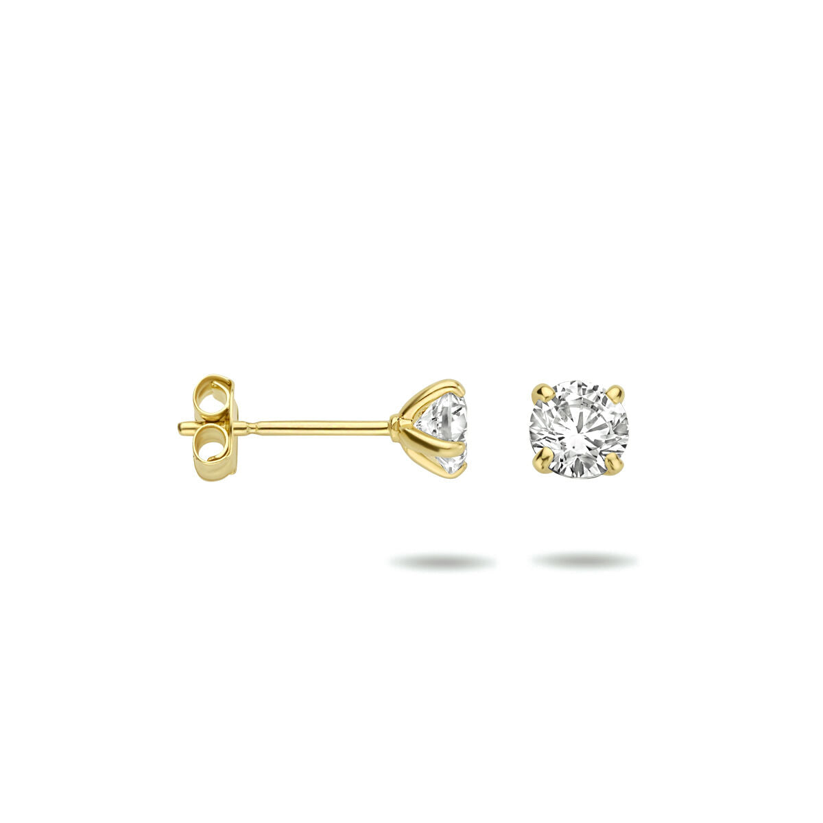 orecchini a bottone zirconia oro giallo 14K