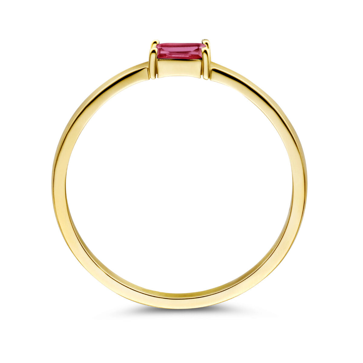 anello con pietra portafortuna rubino luglio oro giallo 14K