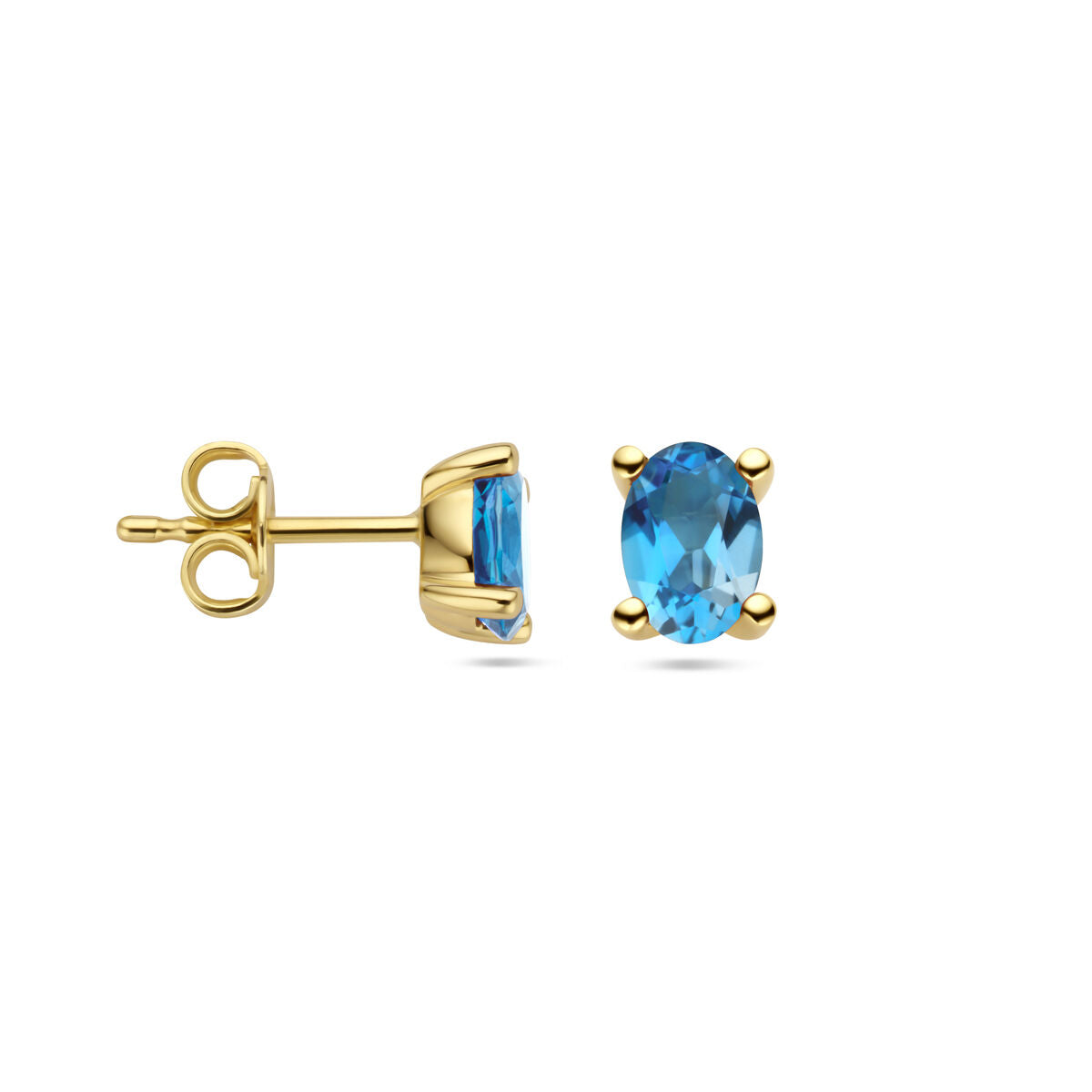 orecchini a bottone topazio london blue oro giallo 14K