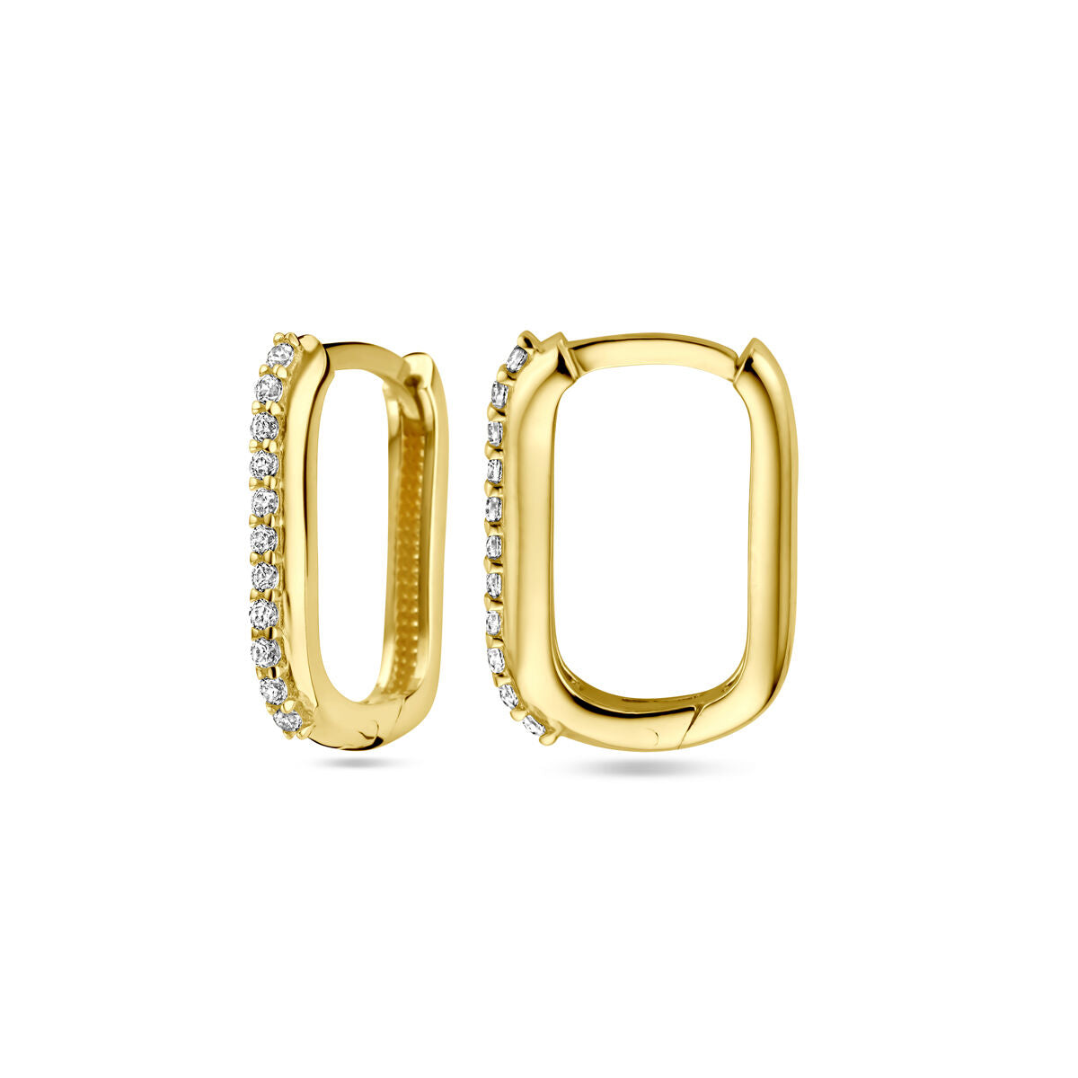 orecchini a cerchio con chiusura a scatto zircone 14K oro giallo