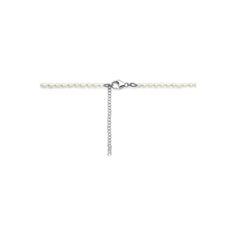 Zilveren ketting dames parels gerhodineerd
