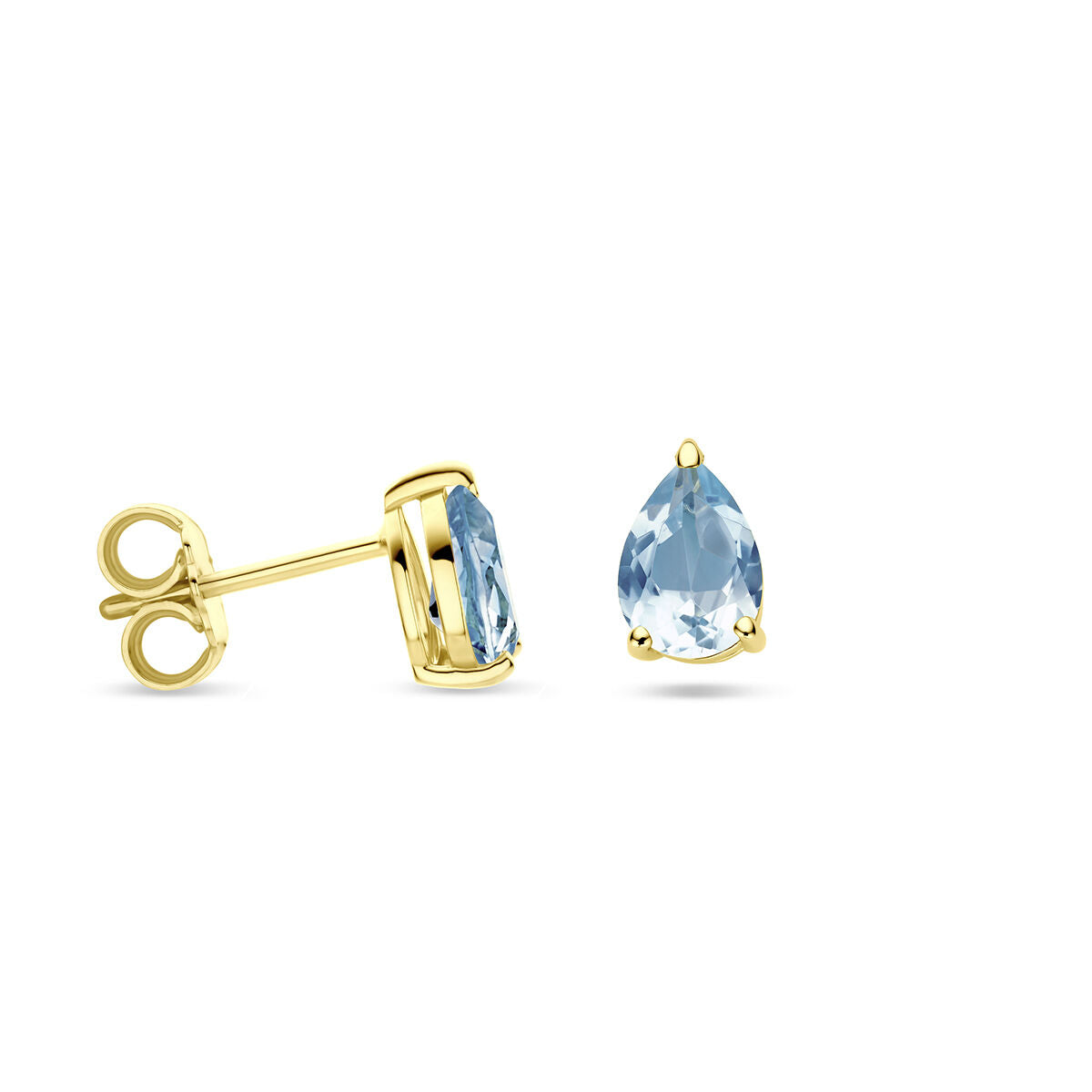 orecchini a bottone topazio blu oro giallo 14K