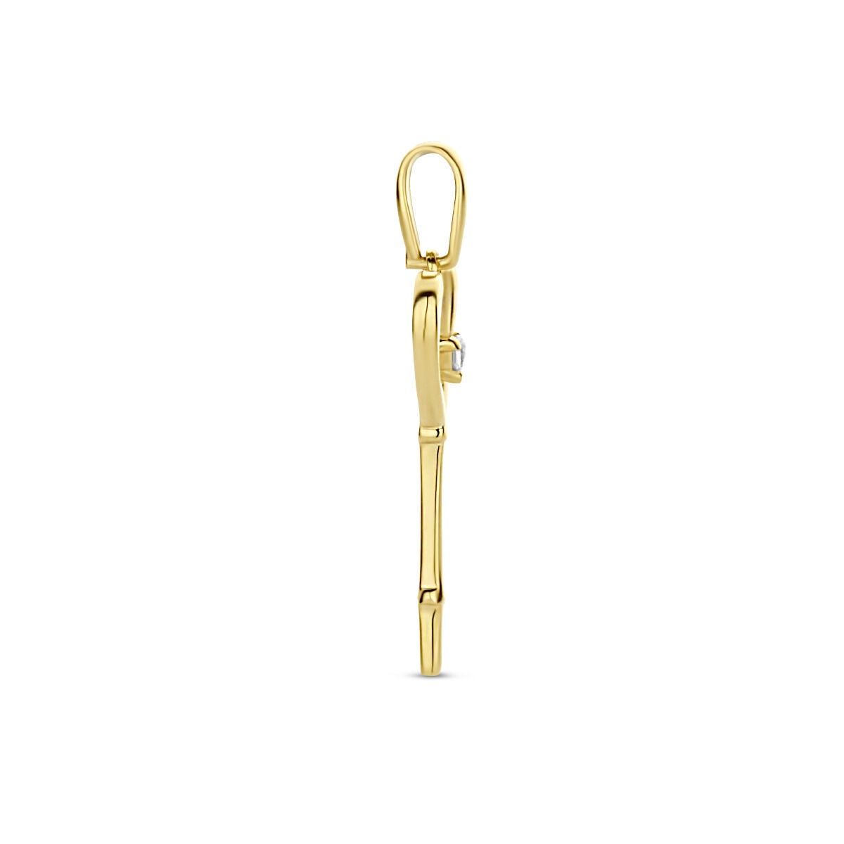 ciondolo cuore e chiave zircone oro giallo 14K
