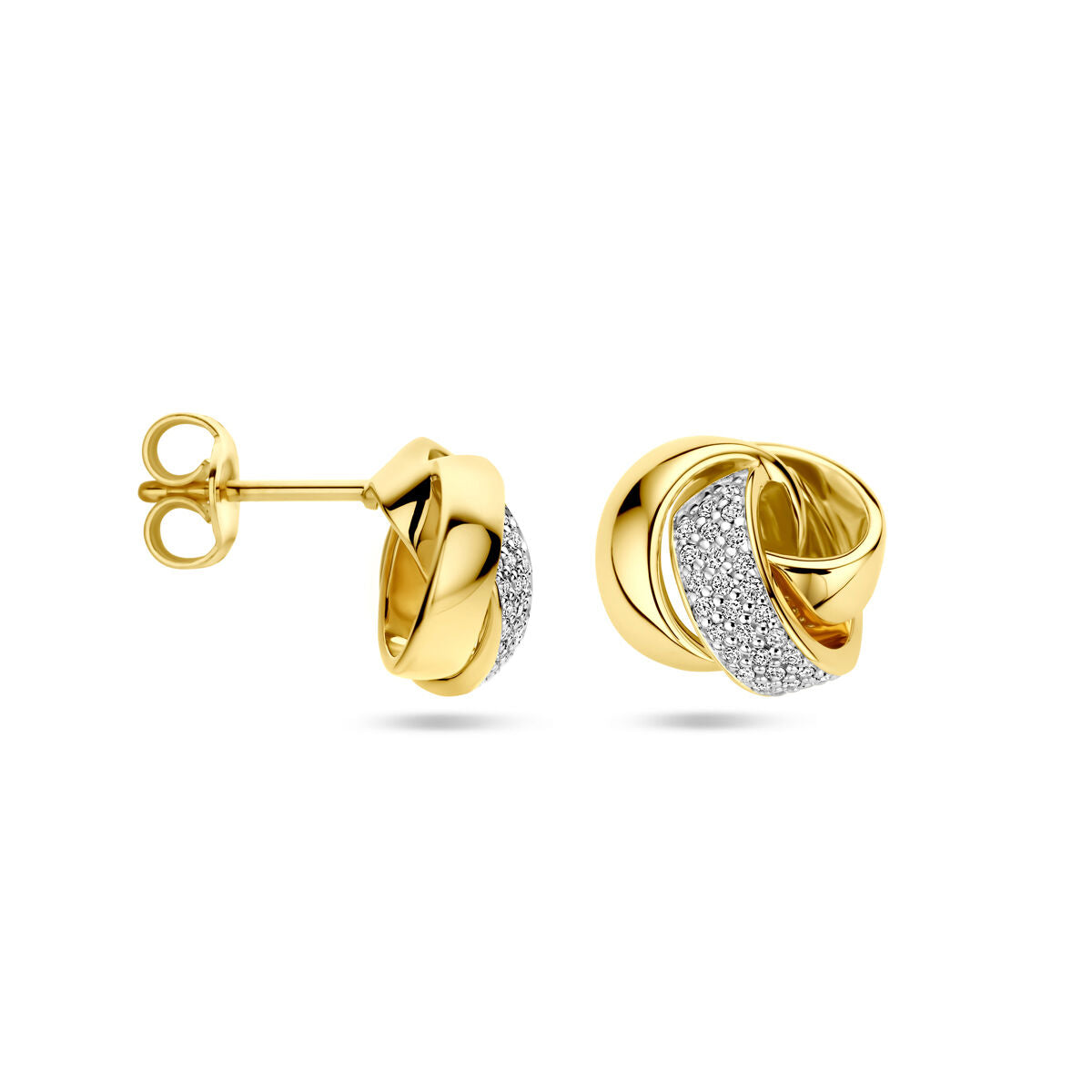 orecchini a lobo con diamante 0.19ct (2x 0.095ct) h si 14K oro giallo