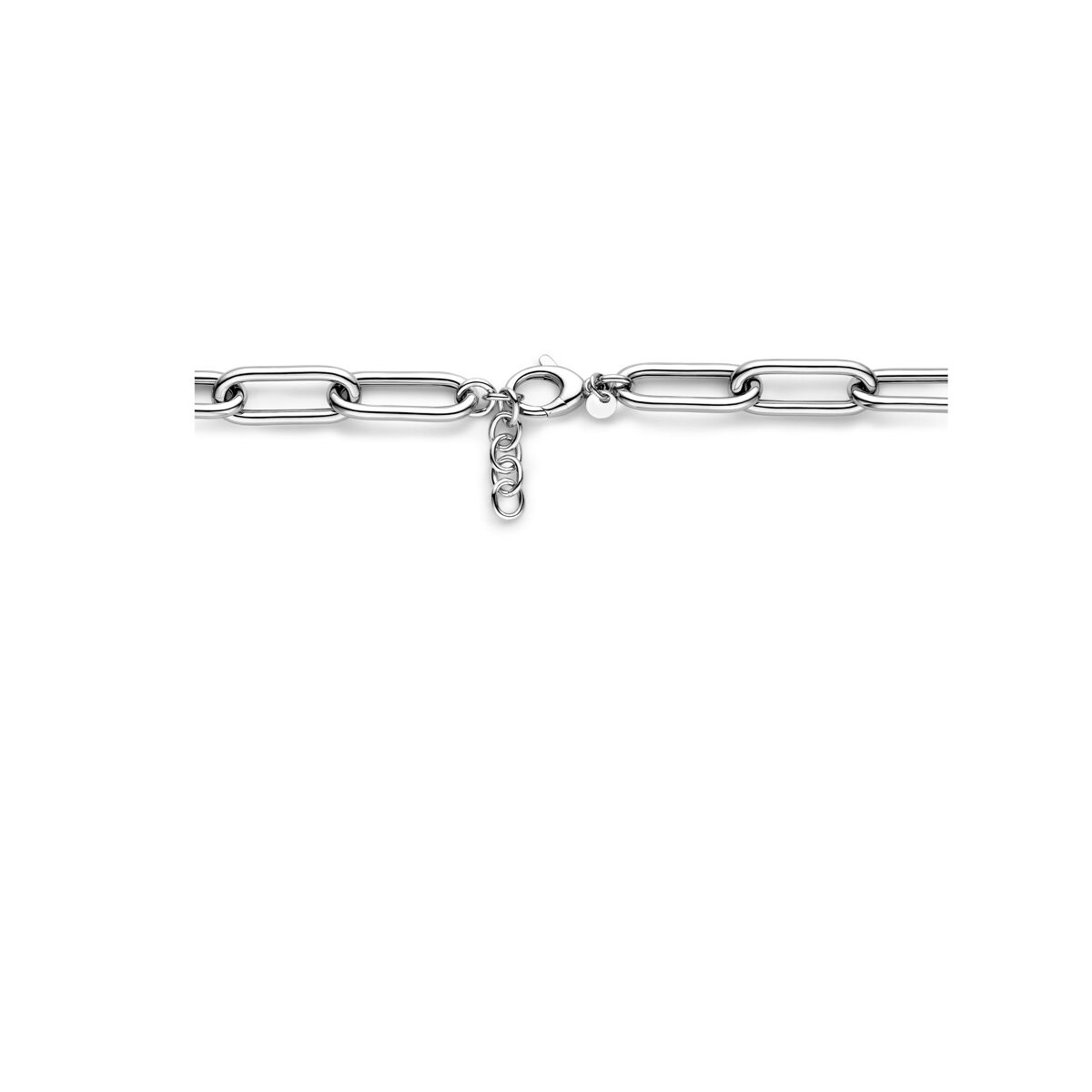 collana paperclip tubo rotondo 11,5 mm 43 + 3,5 cm argento rodiato