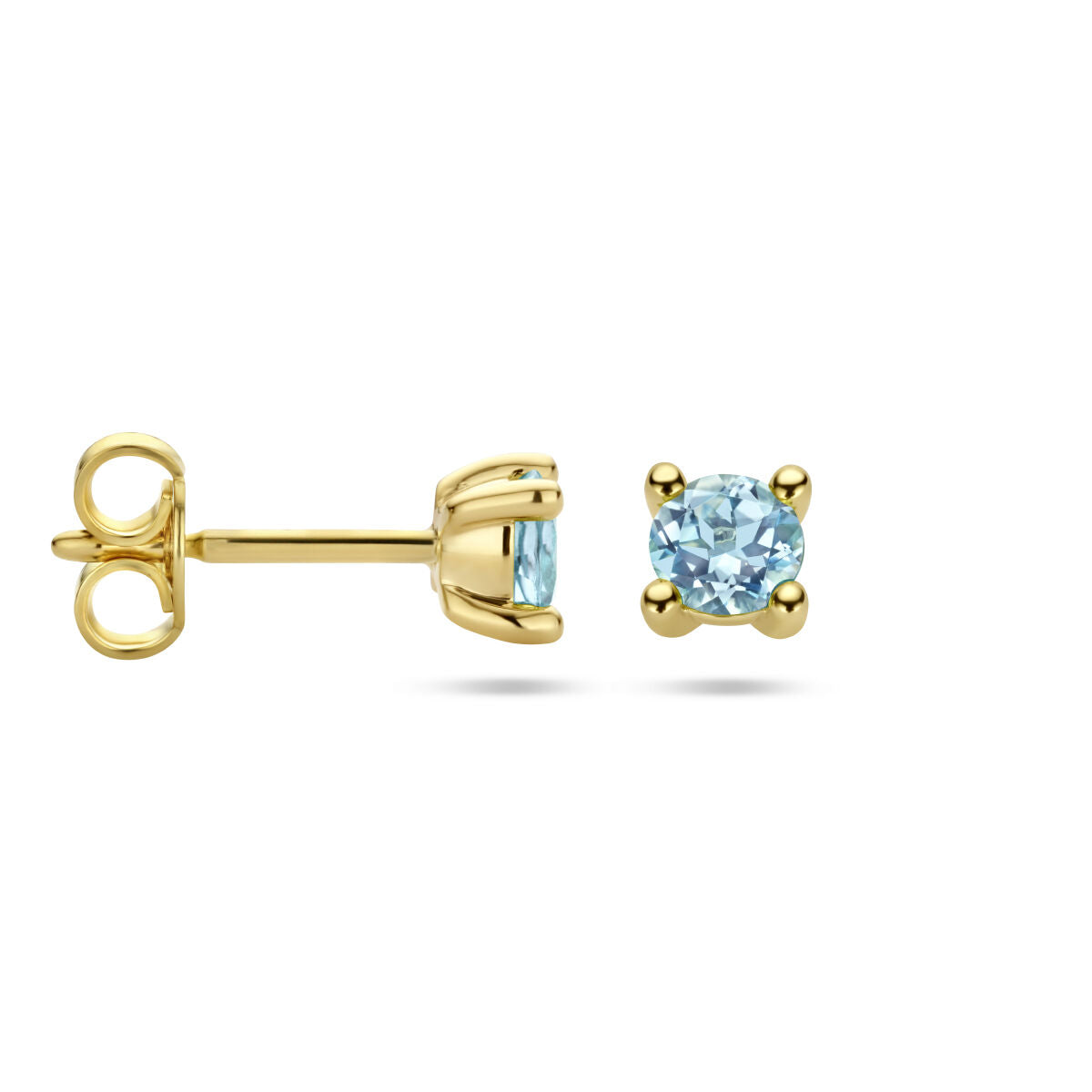 orecchini a bottone topazio blu 14K oro giallo