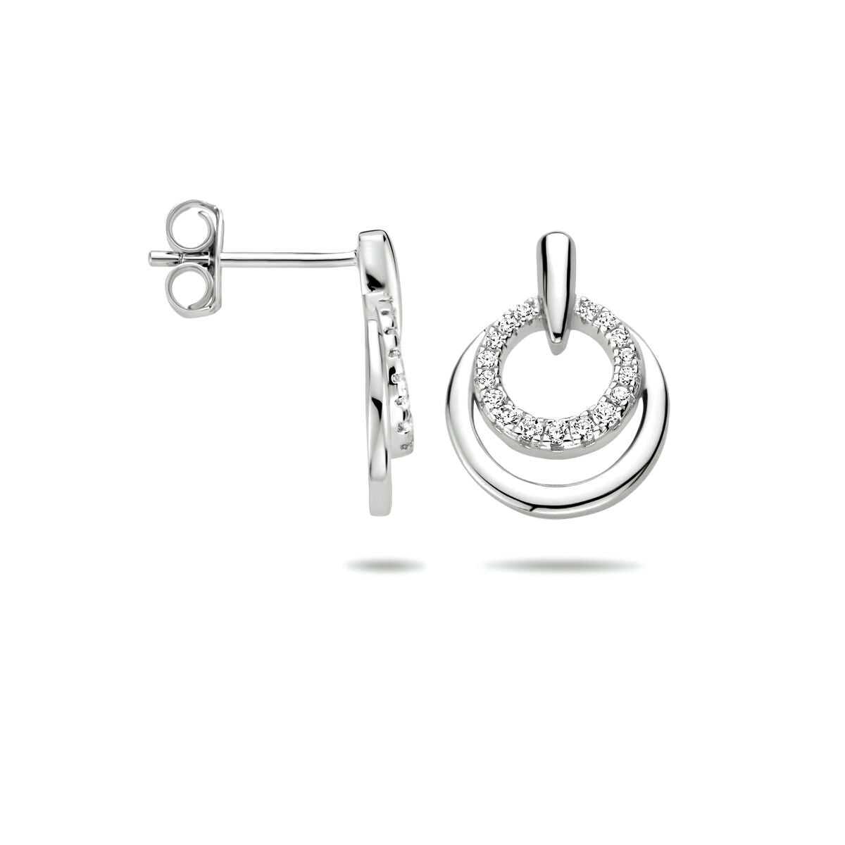 orecchini a bottone zircone argento rodiato