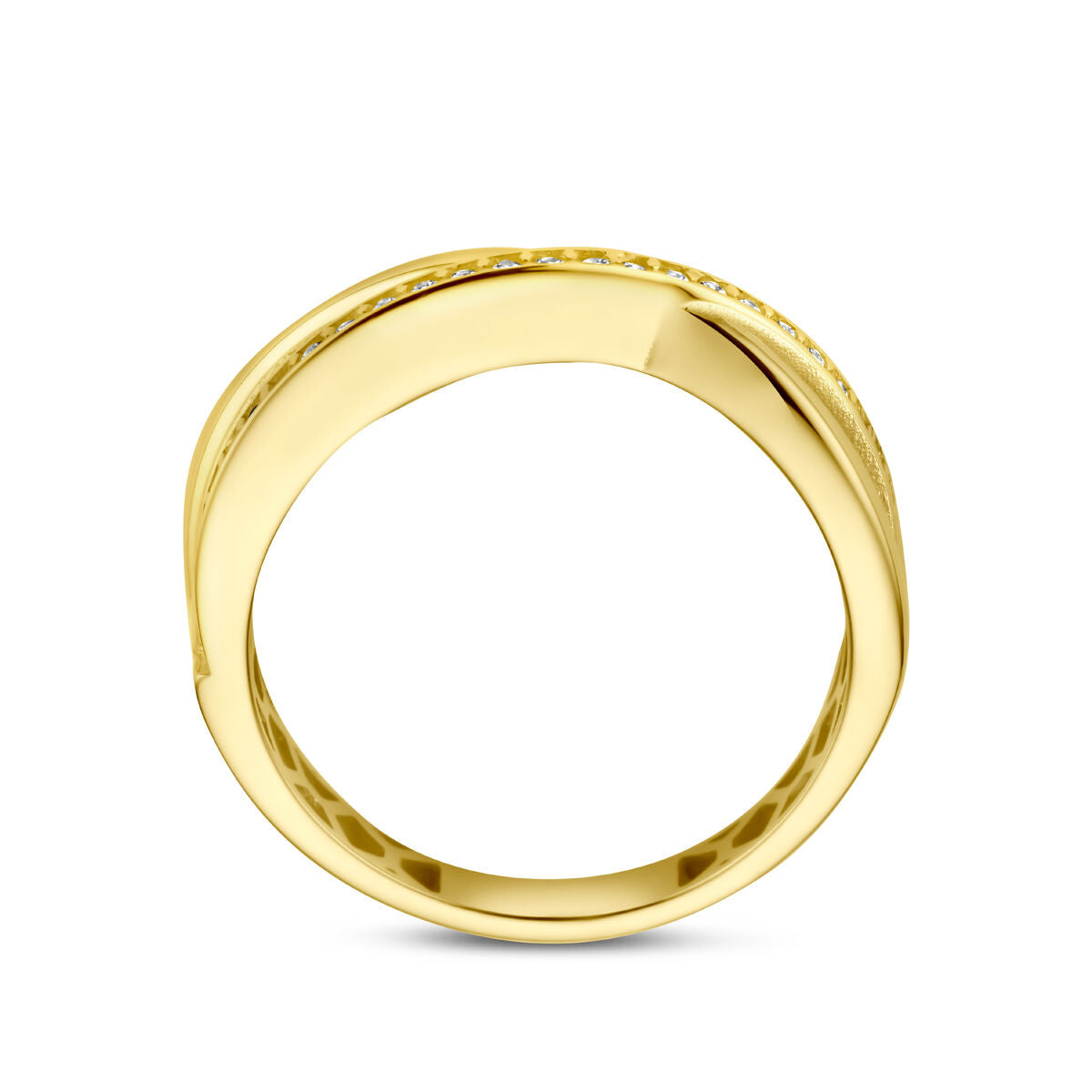 Anello in oro giallo con zircone 14K ritorto