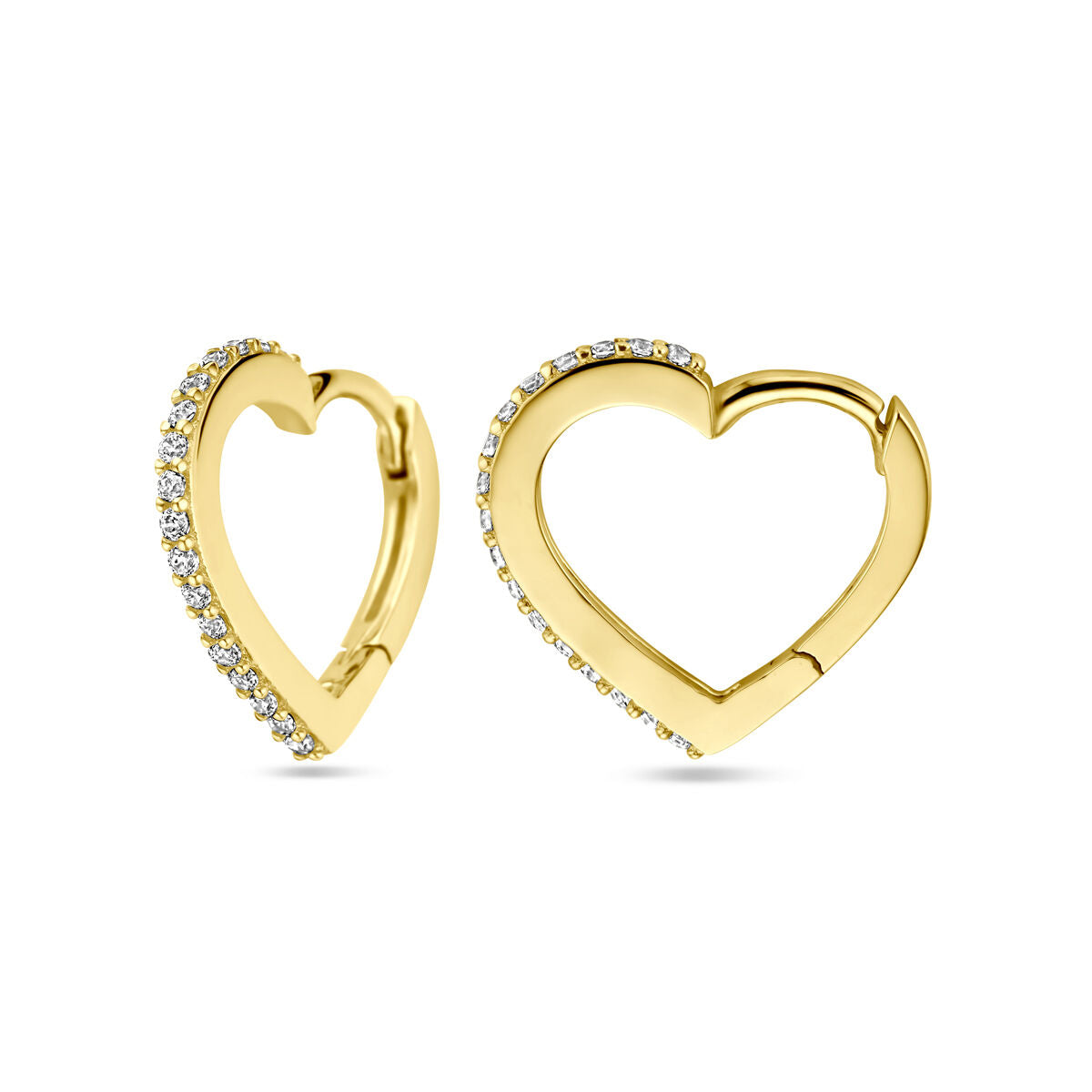 orecchini a cerchio cuoricini zirconia 14K oro giallo