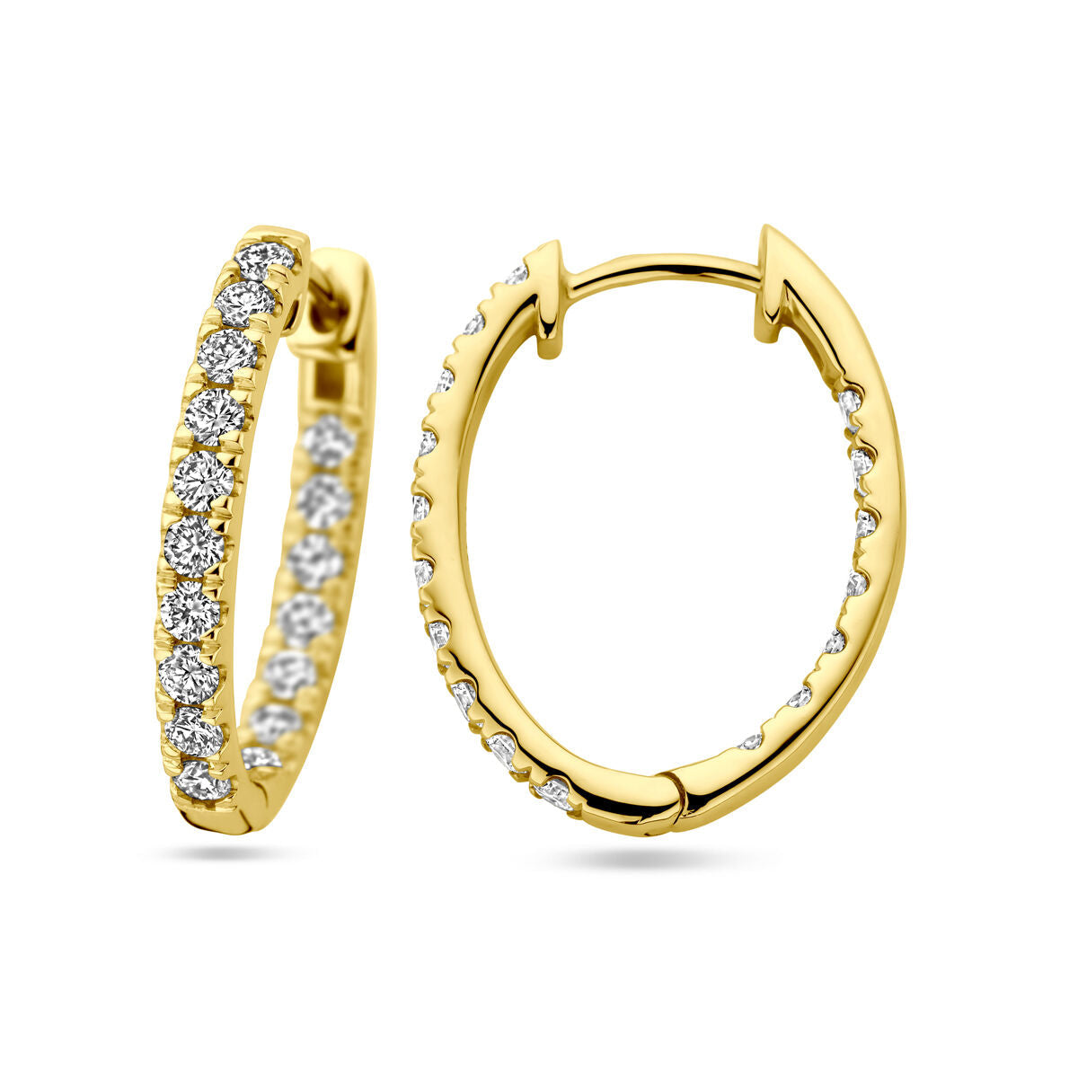 Orecchini a cerchio con diamante lab grown 0.96ct (2x 0.48ct) h si 14K oro giallo
