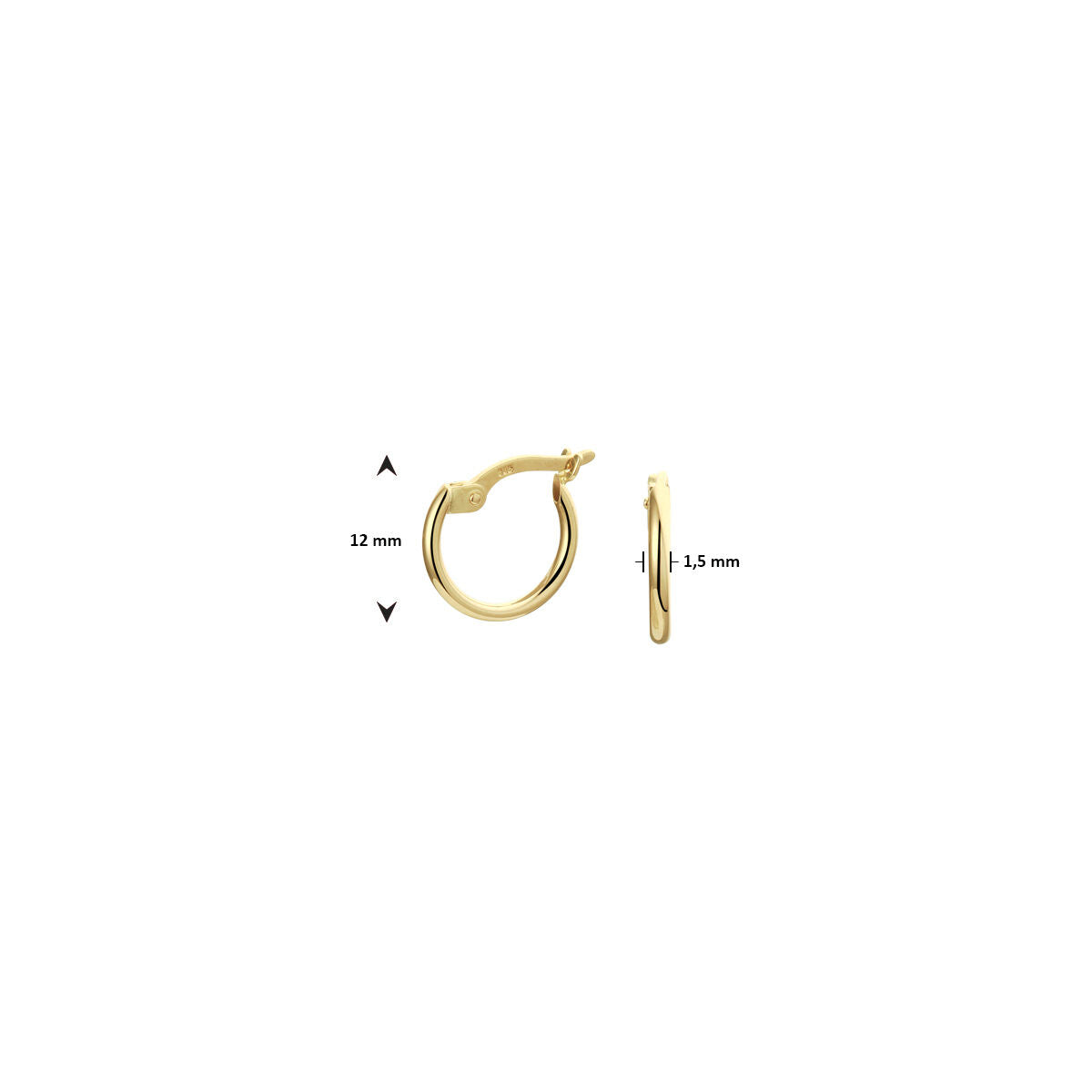 orecchino ad anello 12 mm al pezzo 14K oro giallo