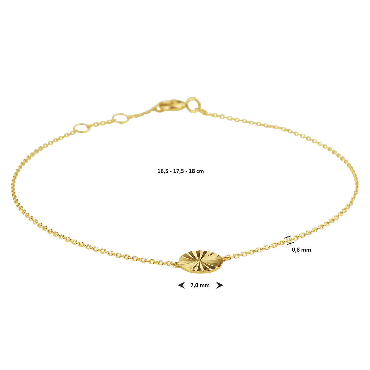 Bracciale cerchietto 16,5 - 17,5 - 18 cm 14K oro giallo