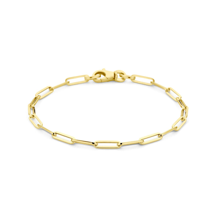Gouden armband dames paperclip vierkante buis 14K