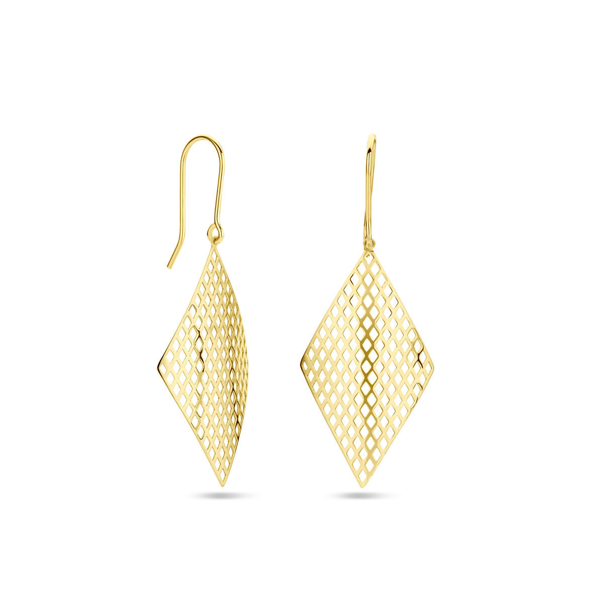 Van der Kooij Collezione - orecchini pendenti rombo gancio francese 14K oro giallo