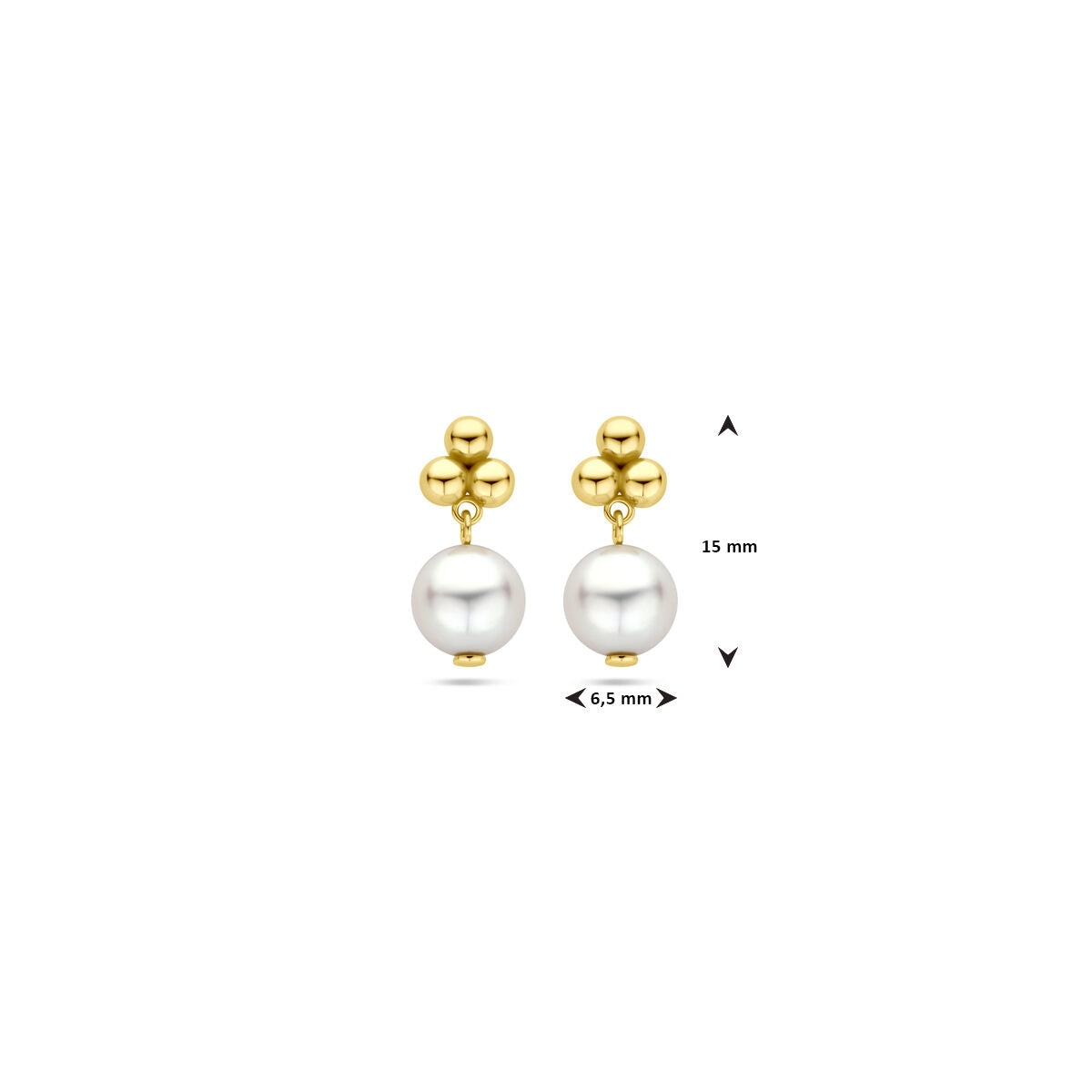 orecchini a bottone perla 15 mm oro giallo 14K