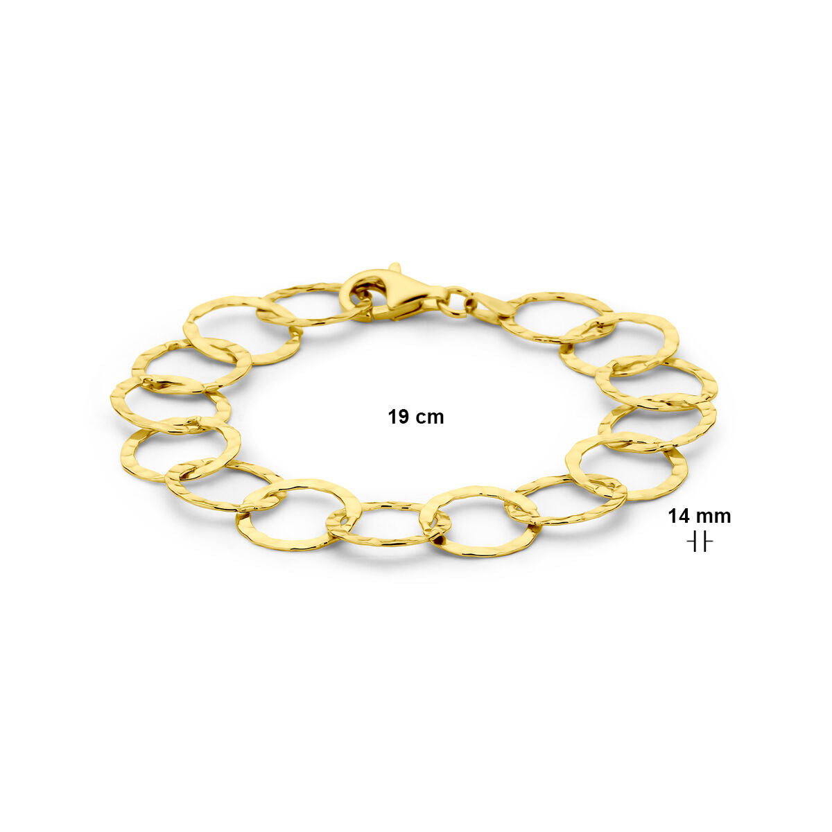 bracciale cerchi martellati 19 cm 3 micron argento dorato (giallo)