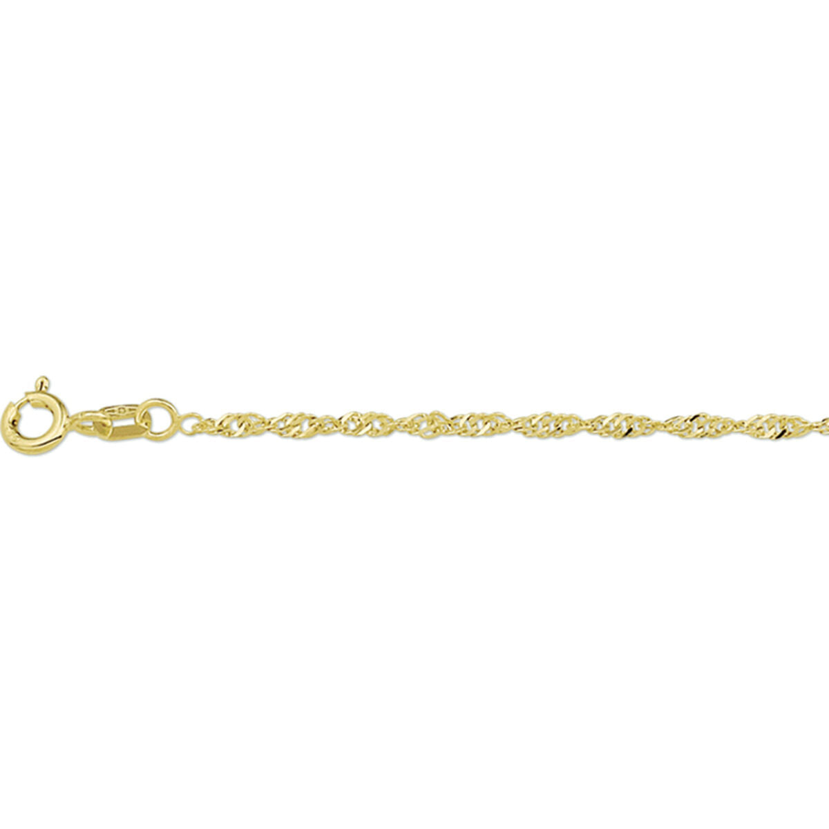 collana singapore in oro giallo, maglia sottile da 1,8 mm con chiusura a moschettone.