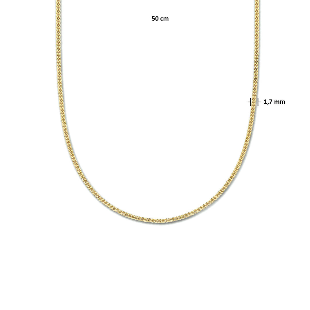 collier gourmette 4-zijdes geslepen 1,8 mm 3 micron zilver verguld (geel)