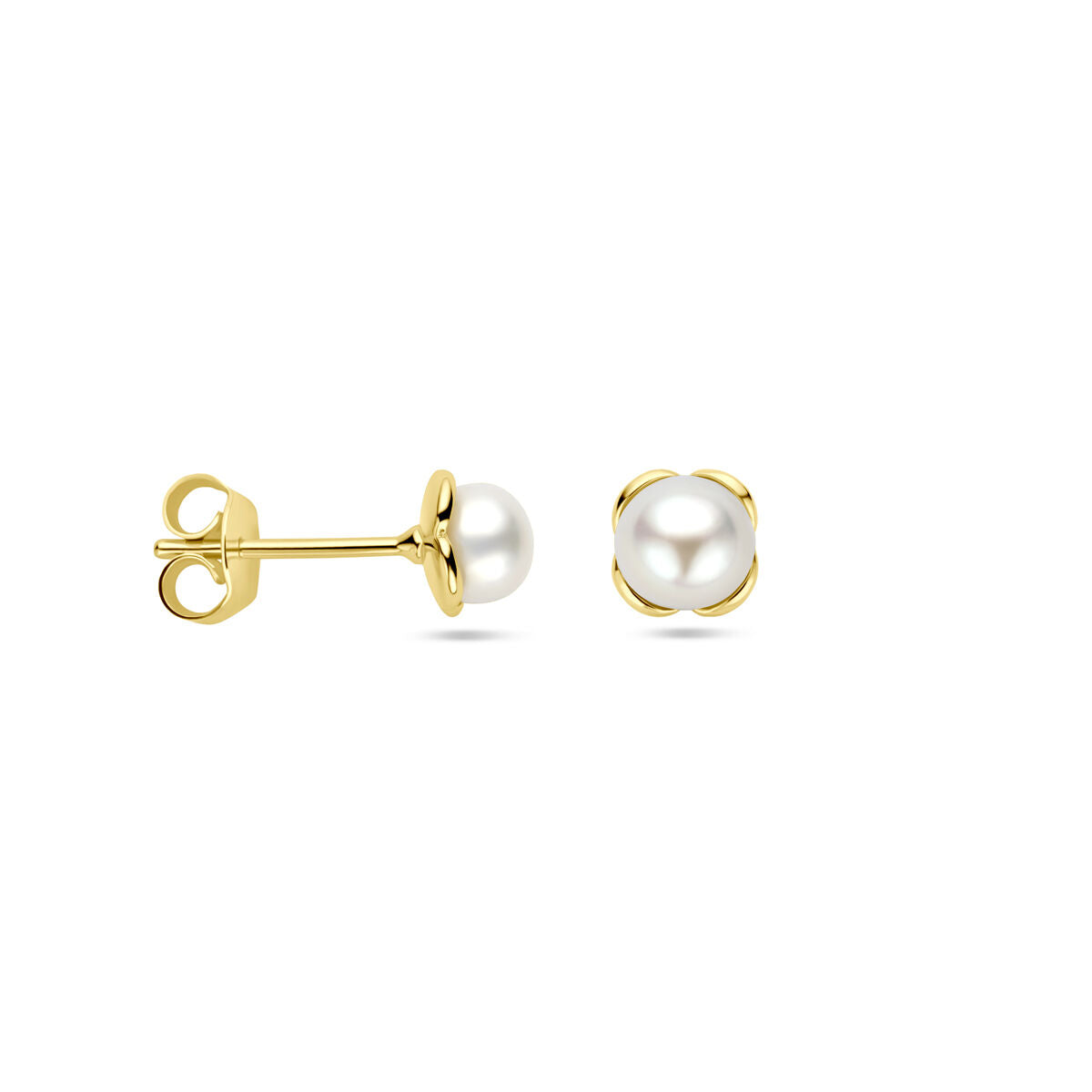 orecchini a perno fiore perla oro giallo 14K