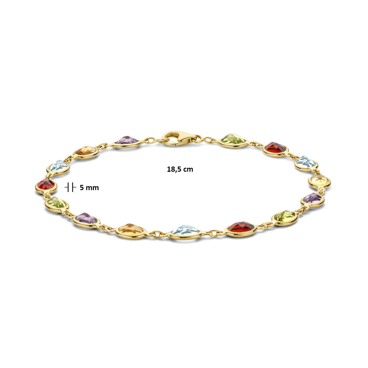 Bracciale da donna in oro con pietre naturali colorate 14K
